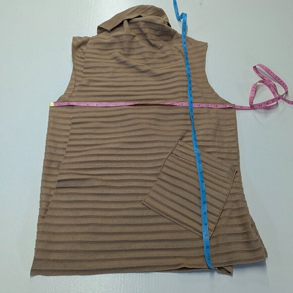 NWT Le Moda Size *S-L Camel Colored Sleeveless Open Cardigan Asymmetrical - Picture 11 of 16